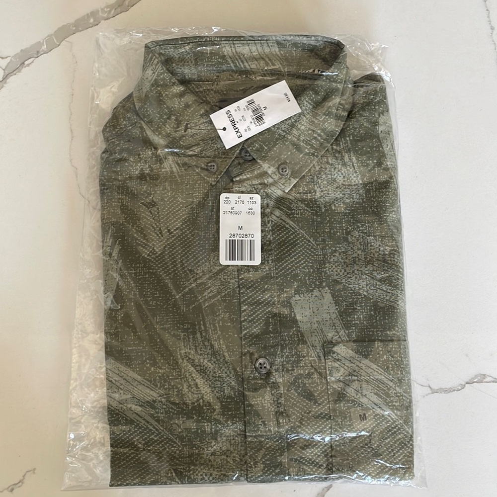 Express Olive Green Dress Shirt